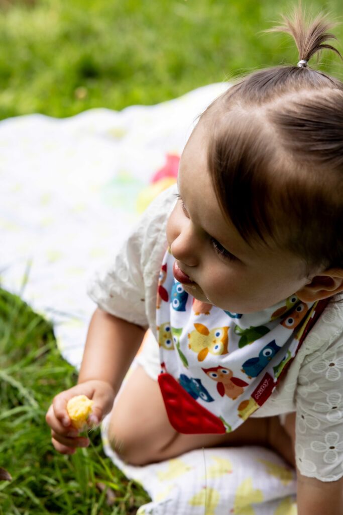 A bandana protects clothes from excessive saliva production
