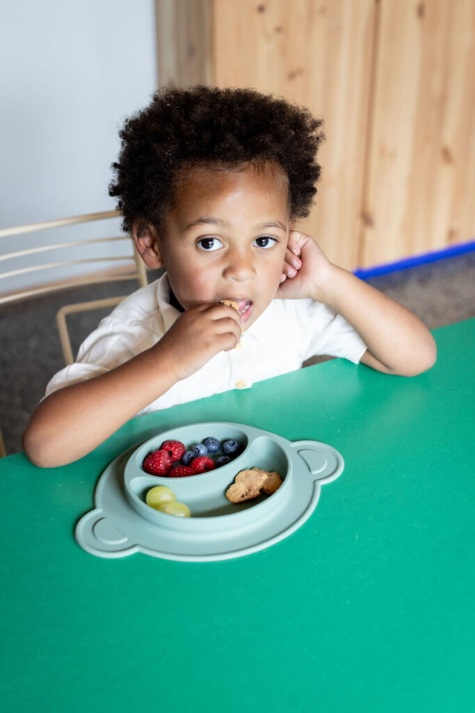 Anti slip plates help reduce mess at the table