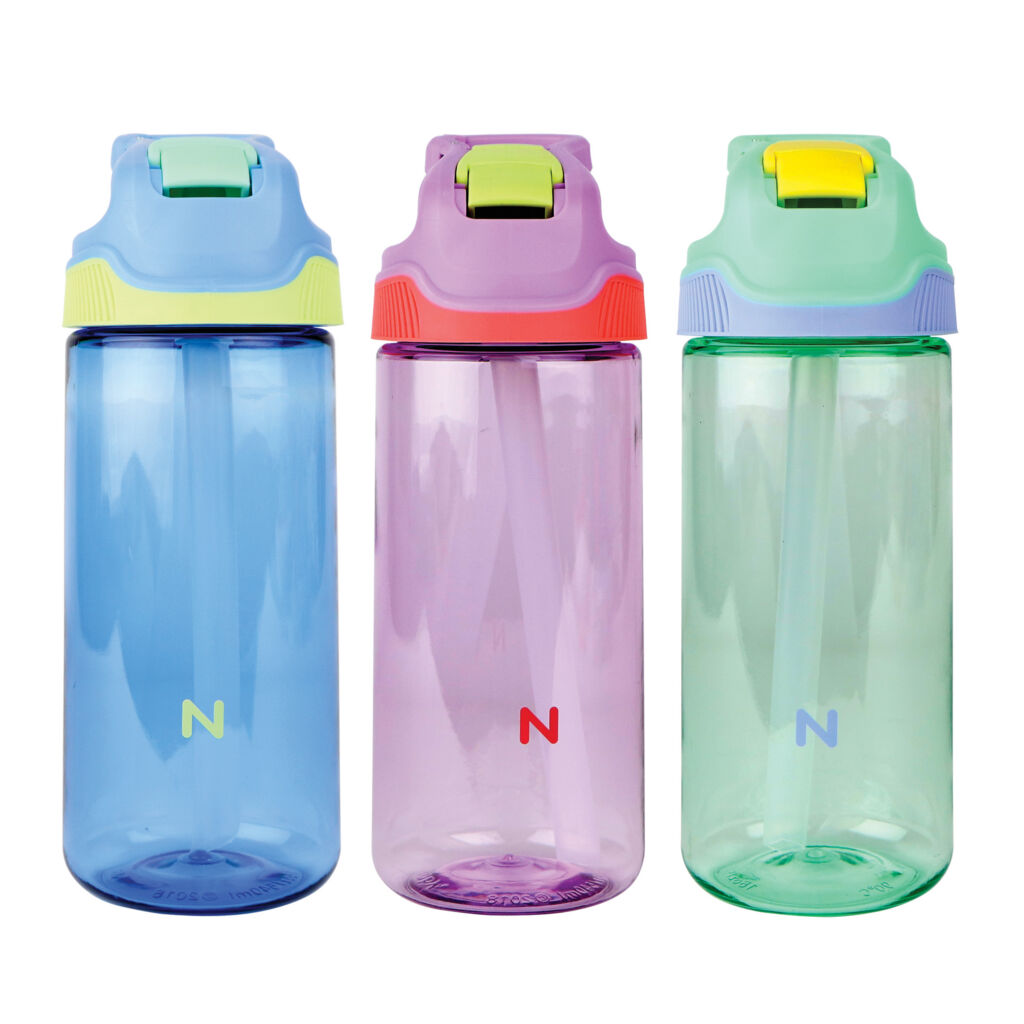 Drinking cup in summery pastel colours with clip handle